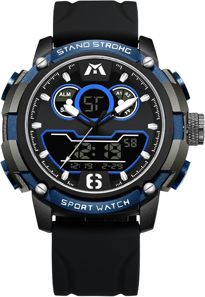 MEGALITH Hombres Reloj Digital Militares Deportivo Analógico con Cronómetro, LED, Alarma, Calendario, Cuenta Regresiva Cuarzo Hombre Correa Nailon Cronómetro Impermeable para Hombres
