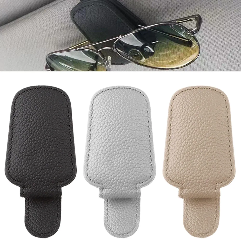 Soporte Multifuncional para Gafas De Coche De 3 Piezas, Clip De Almacenamiento para Visera Solar para Coche, Soporte Magnético para Gafas De Cuero, Tarjetero para Coche, Accesorios para Coche
