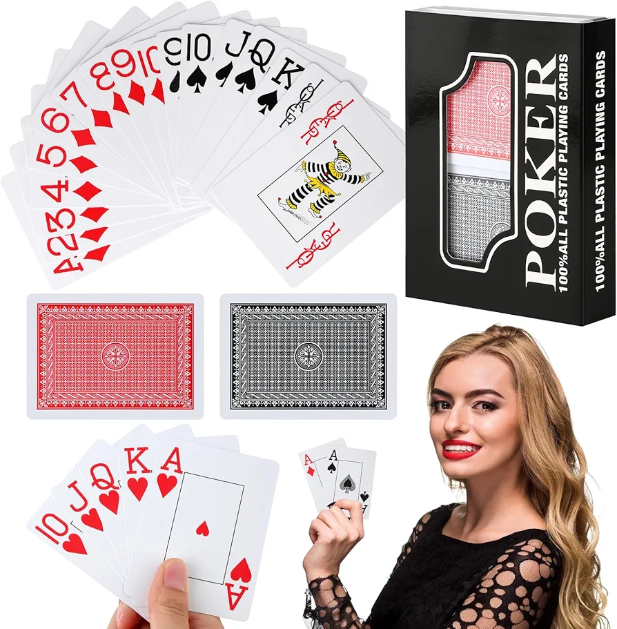 GUOYIHUA Juego de cartas de 2 x 54 hojas, de plástico, resistente al agua y duradero, para puente, canasta póquer o patinaje