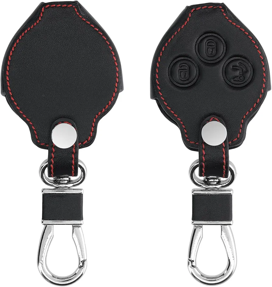 kwmobile Carcasa Compatible con Smart Llave de Coche con Control Remoto de 3 Botones - Funda de Cuero sintético - Case para Mando Control de Auto Negro