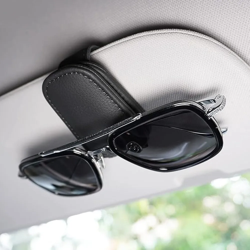 Frogetu Porta Gafas para Coche,Soporte Gafas Coche,Porta Gafas para Coche Cuero Magnético,Soporte para Gafas de Sol para Coche,Coche Accesorios,Magnético de Anteojos de Sol,Adecuado Todo Tipo de Gafas