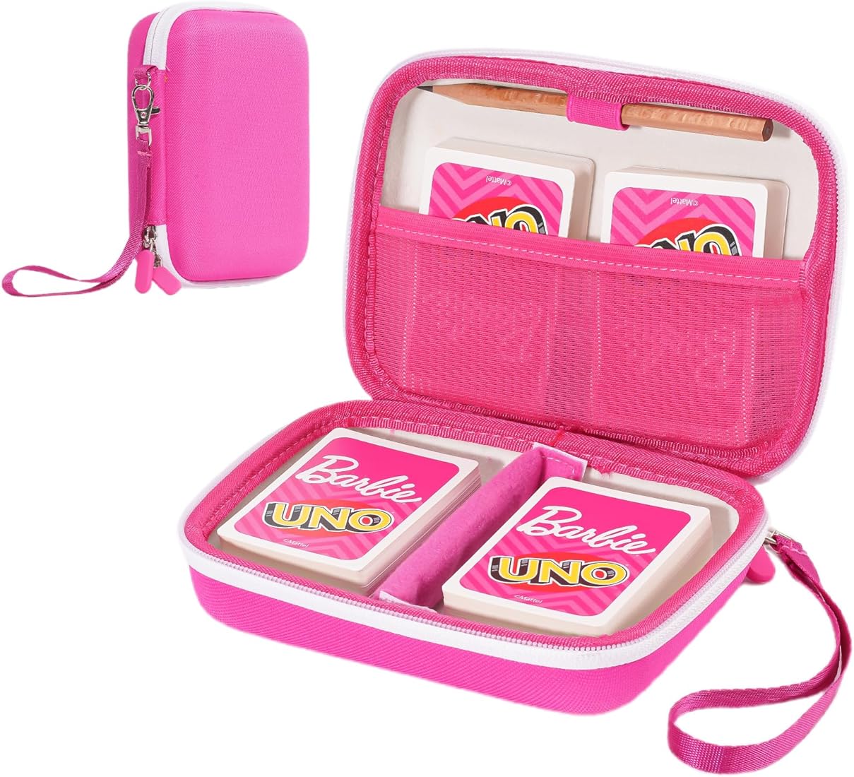 Procase Caja para Juego de Cartas, Estuche de Almacenamiento de Viajes para 300+ Tarjetas Compatible con Juegos de Mesa Clásicos -Rosa