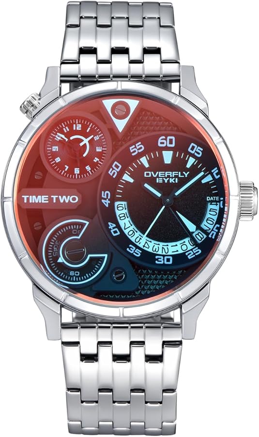 Alienwork Eyki XL Oversized Reloj Hombre Múltiples Zonas Horarias Calendario