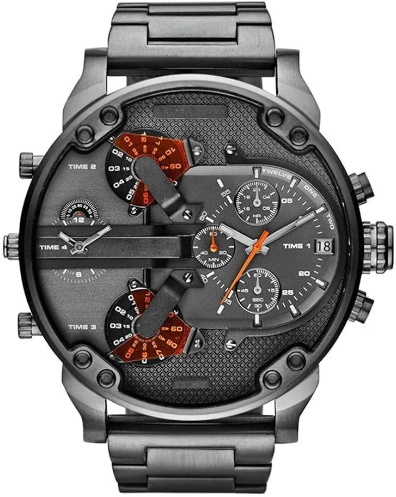 fenkoo Relojes para Hombres Quarz Reloj Deportivo De Cuarzo con Doble Zona Horaria, Calendario, Reloj De Acero Inoxidable,Relojes De Pulsera