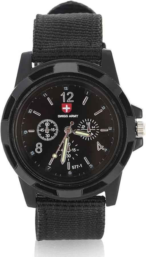 Jadpes Reloj de Pulsera con Correa, Reloj electrónico analógico de 5 Colores Reloj de Pulsera Militar con Correa de Nylon Redonda para Mujeres y Hombres Regalo de cumpleaños de Aniversario