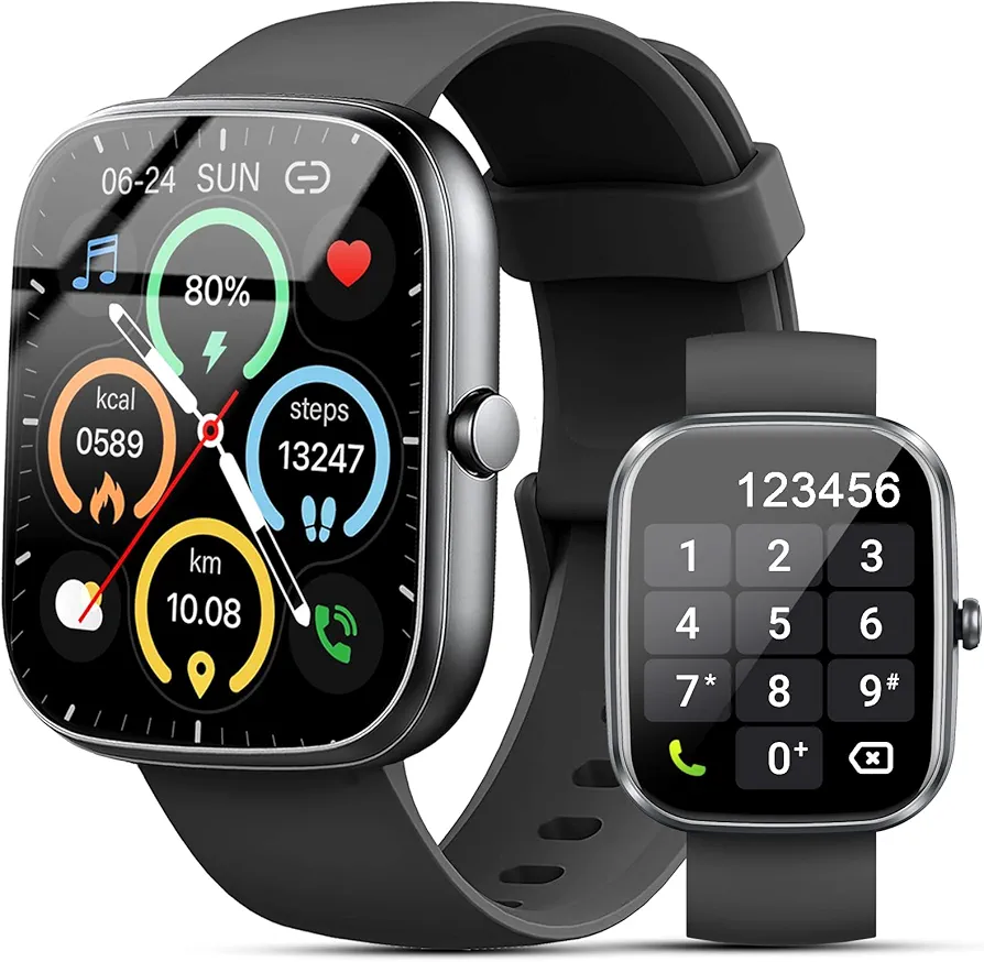 Reloj Inteligente Hombre Mujer, 1.91" HD Smartwatch con Llamadas Bluetooth, Podómetro/Pulsómetro/SpO2/Monitor de Sueño, IP68 Pulsera Actividad con 100+ Modos Deportivos, Smart Watch para Android iOS