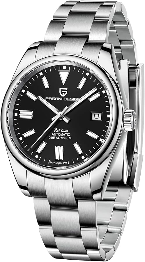Reloj para Hombre Pagani Design, Movimiento AutomáTico JaponéS, 200 Metros De Acero Inoxidable Resistente Al Agua, Esfera De 39.7 mm De DiáMetro, Espejo De Zafiro, Estilo CláSico Informal