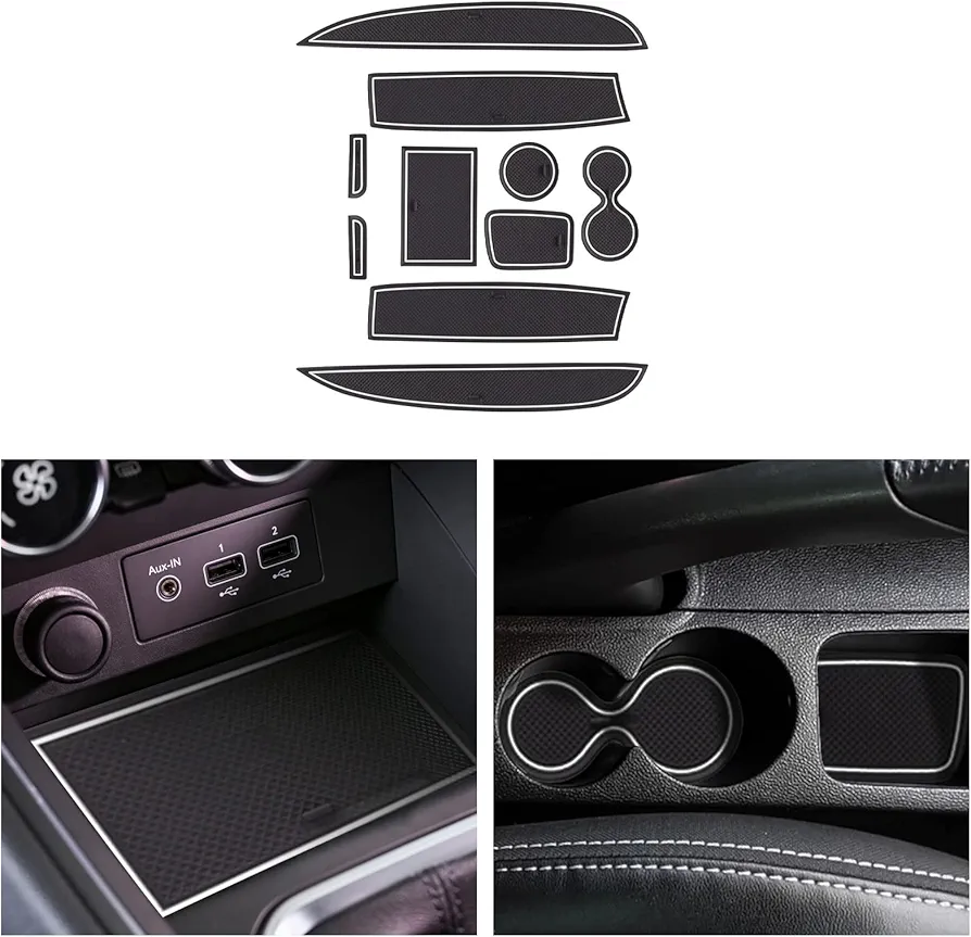 CDEFG Compatible con Renault Clio 4 2013-2019 Alfombrillas de Goma Antideslizantes para Reposabrazos Consola Central Portavasos Coche Accesorios (Blanco)