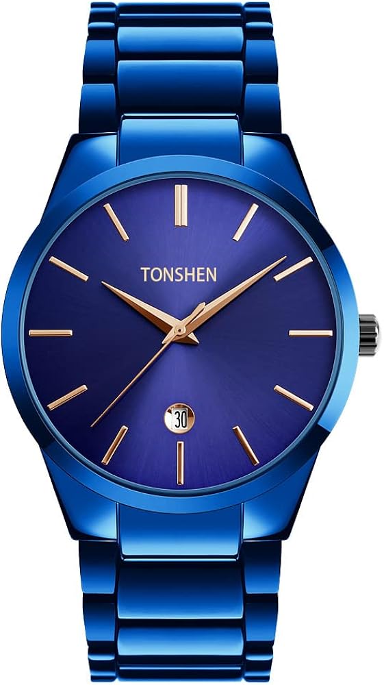 TONSHEN Hombre Acero Inoxidable Fashion Relojes Analógico Cuarzo Casual Reloj de Pulsera