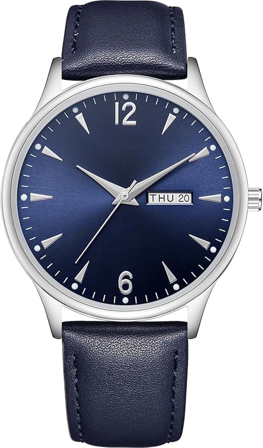 Reloj Hombre Correa Cuero: Analogico Elegante Cuarzo Clasico Relojes de Pulsera