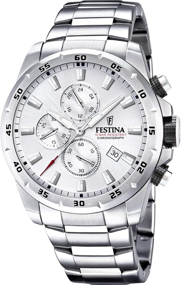 Festina Reloj Hombre F20463/1 Chrono Sport Caja de Acero Inoxidable 316l Plateado Correa de Acero Inoxidable 316l Plateado
