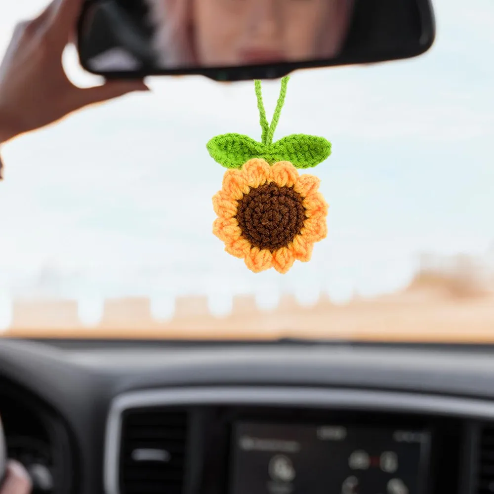 Jeffdad Accesorios colgantes para espejo retrovisor de coche, diseño de girasol, bonitos adornos para el interior del automóvil, regalos estéticos para interiores de automóviles