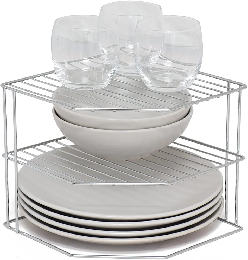 simplywire – Soporte para platos de 3 niveles - Organizador de armarios de cocina – Cromado