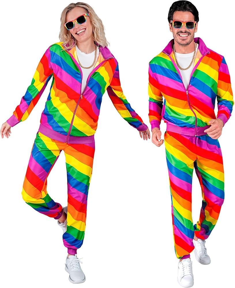 W WIDMANN MILANO Party Fashion - Chándal disfraz, colores del arco iris, CSD, Orgullo LGBTQ, jogging suit, disfraces