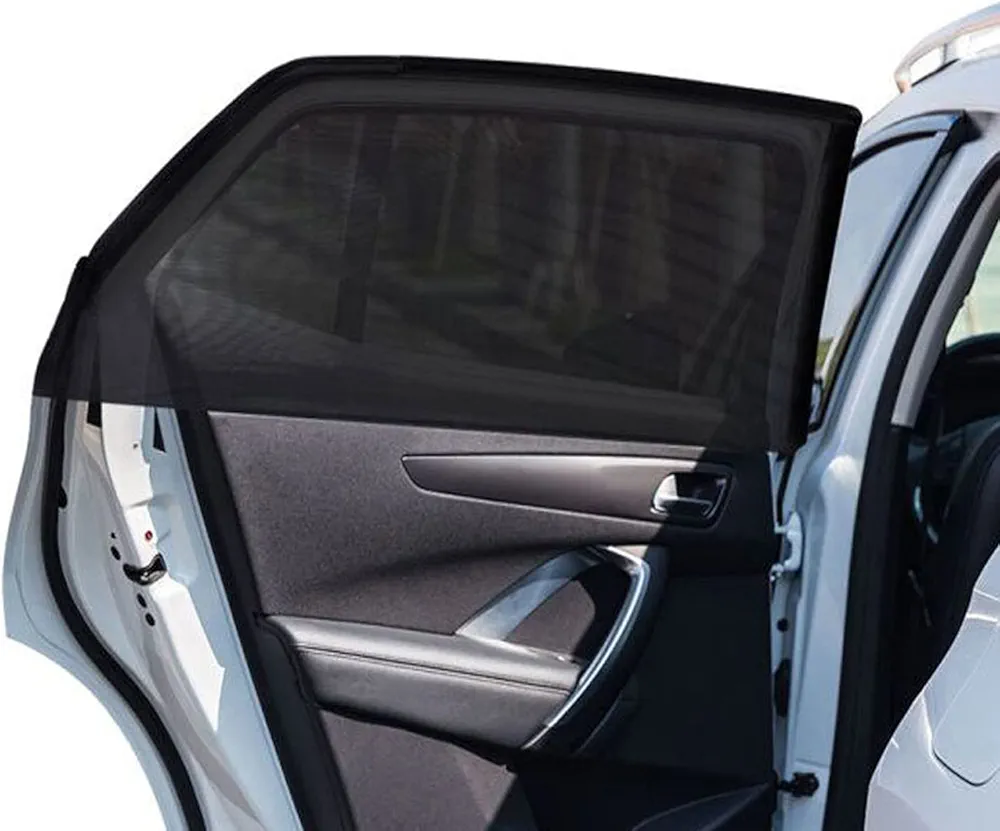 yhwl 2 piezas grande 105-135 cm coche ventana parasol parasol de malla transpirable para ventana de coche camping pantalla lateral para furgoneta, campista, coche SUV grande