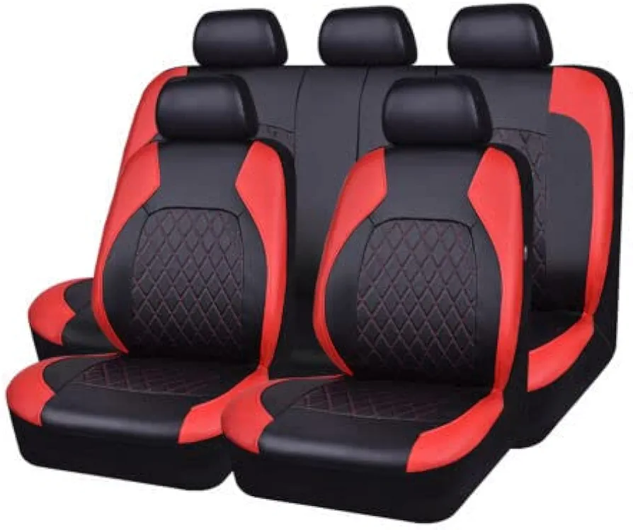 AVLIK Fundas Asientos para Suzuki SX4 S-Cross 2007-2023, Coche Delanteros Traseros Funda de Asiento Conductor Cuero Protector Cubreasientos Interior,Red- Full Set