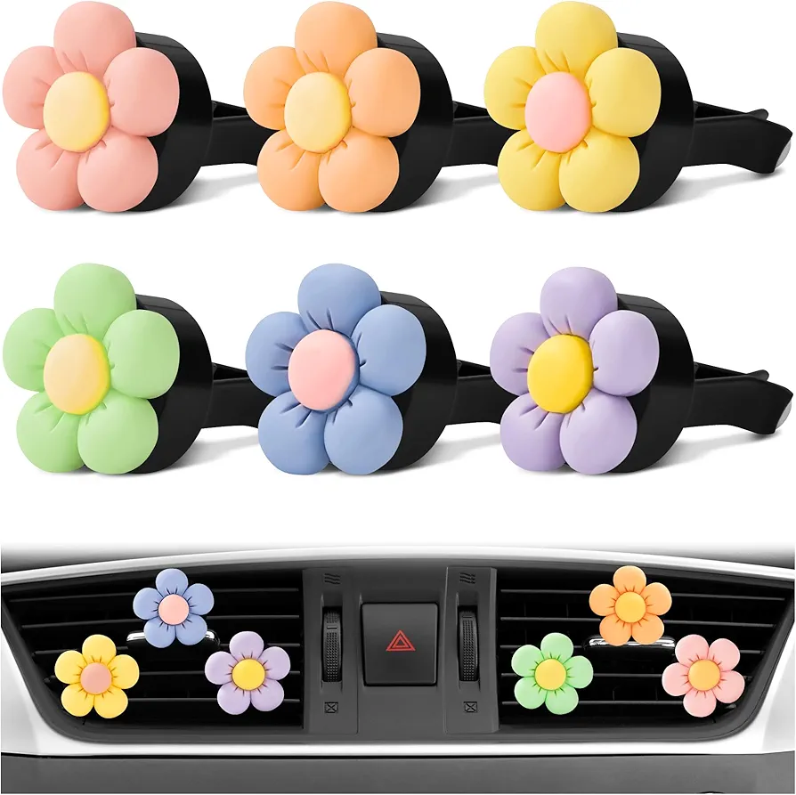 Clip de Salida de Aire Clips de Ventilación Flor Clip de Ambientador para Automóviles para Decoración de Coche 6 Piezas