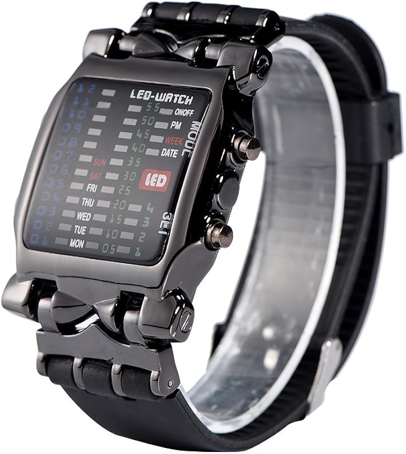 VGEBY Reloj De Pulsera Pantalla Binaria LED,Reloj Binario Cuadrado Electrónico Calendario Impermeable,Reloj De Diseño Único Unisex,Regalo De Cumpleaños