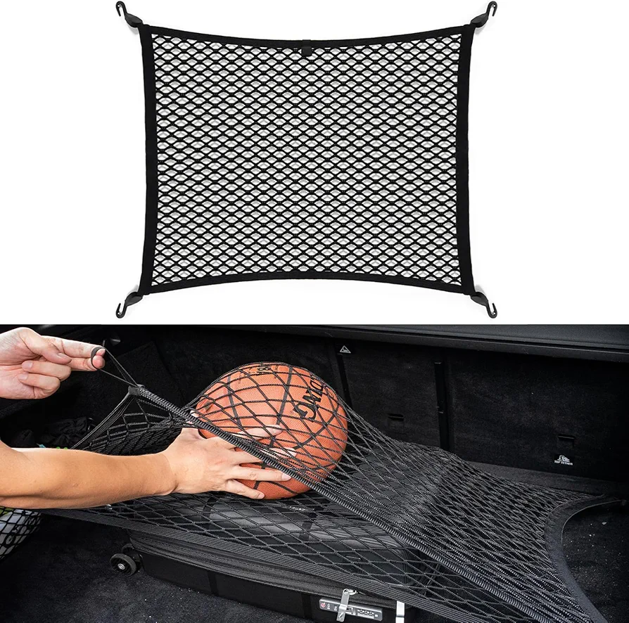 VEHIRIE Red Maletero de Coche, 80 x 60 cm Organizador Maletero Coche Red Elástica para Equipaje con 4 Gancho Perfecet para SUV VW