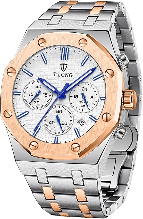 Alwesam Reloj Deportivo de Moda con Movimiento de Cuarzo para Hombre de Acero Inoxidable Simple a la Moda