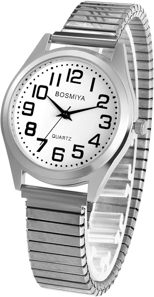 OIDEA Reloj Analógico Elástica Redondo: Relojes de Cuarzo para Hombre y Mujer Escala Números Arábigos Grandes Clara y Fácil de Leer Correa Extensible de Acero Inoxidable - para Ocio Negocios Regalos