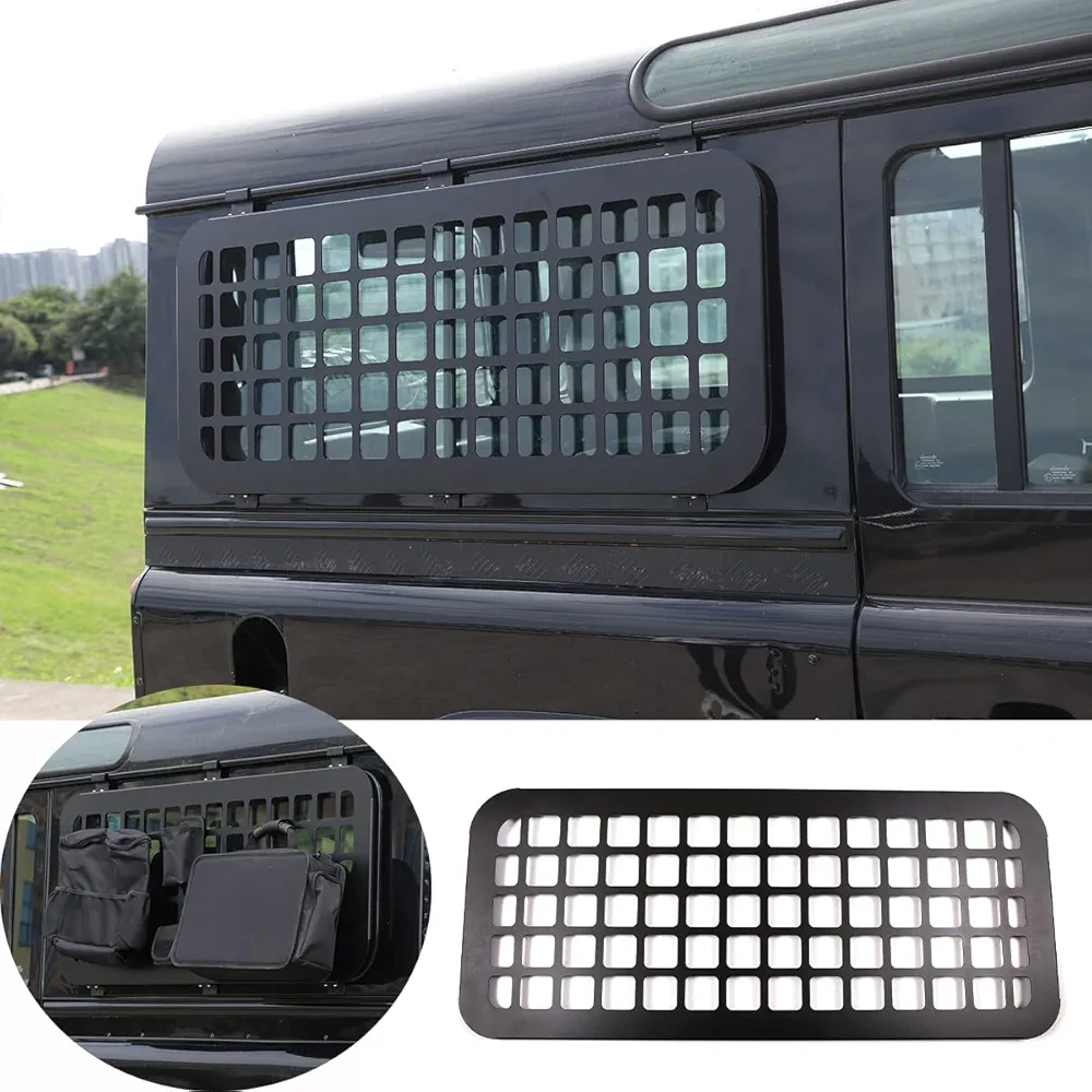 DIYUCAR Para Land Rover Defender 110 130 2004-2019 aleación de aluminio placa protectora de ventana lateral de coche externo colgante bolsa rack accesorios de coche
