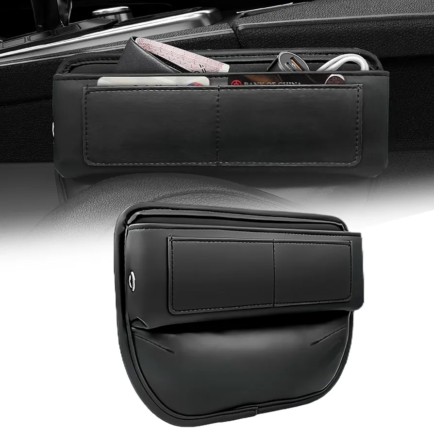 Caja Almacenamiento para Asiento Coche, Asiento de Coche Lateral Gap Filler, Organizador De La Consola del Asiento, Organizador Lateral para Asiento Delantero de Cuero para Llaves Carteras Móviles