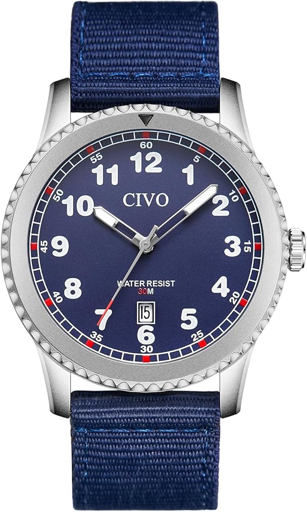 CIVO Reloj Hombre Militar Analógico Relojes Pulsera Hombre Tactico Deportivo Correa de Nailon Impermeable Luminoso Fecha Cuarzo Relojes Hombre Redondo Clásico, Regalo Hombre