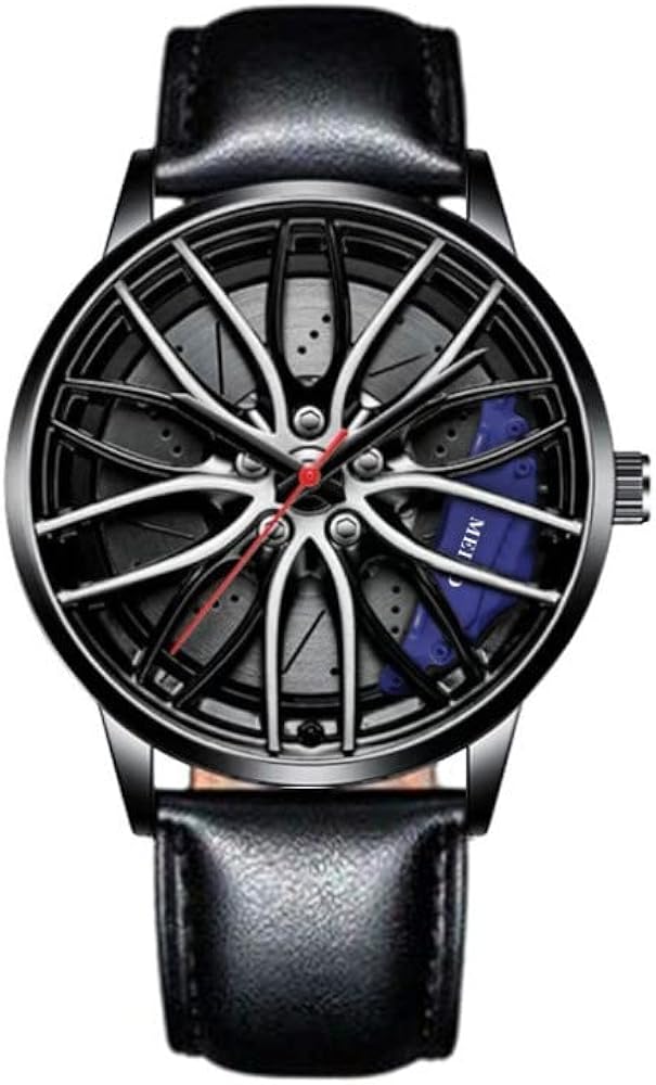 Reloj para hombre, relojes de coche para hombre, reloj de pulsera de cuarzo de acero inoxidable resistente al agua, relojes deportivos para hombre con diseño de cubo de llanta de rueda de coche