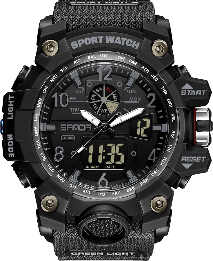 findtime Reloj militar analógico digital para hombre, resistente al agua, deportivo, táctico, al aire libre, reloj de pulsera con alarma de cara grande, cronómetro, reloj de pulsera LED para hombre