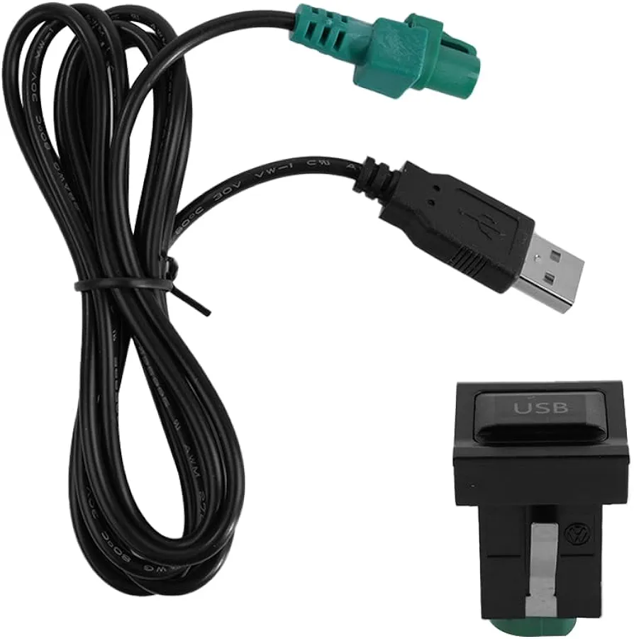 Sarini El Adaptador de Cable de Audio USB para automóvil Deja Espacio para modificar el Puerto de Datos USB para V-olkswagen