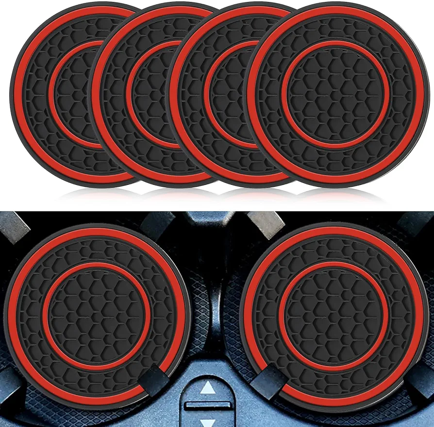 Andibro Posavasos de coche para portavasos, 2.75 pulgadas, antideslizantes, antipolvo para coche, a prueba de polvo, posavasos, decoración interior universal, accesorios para automóvil (rojo)