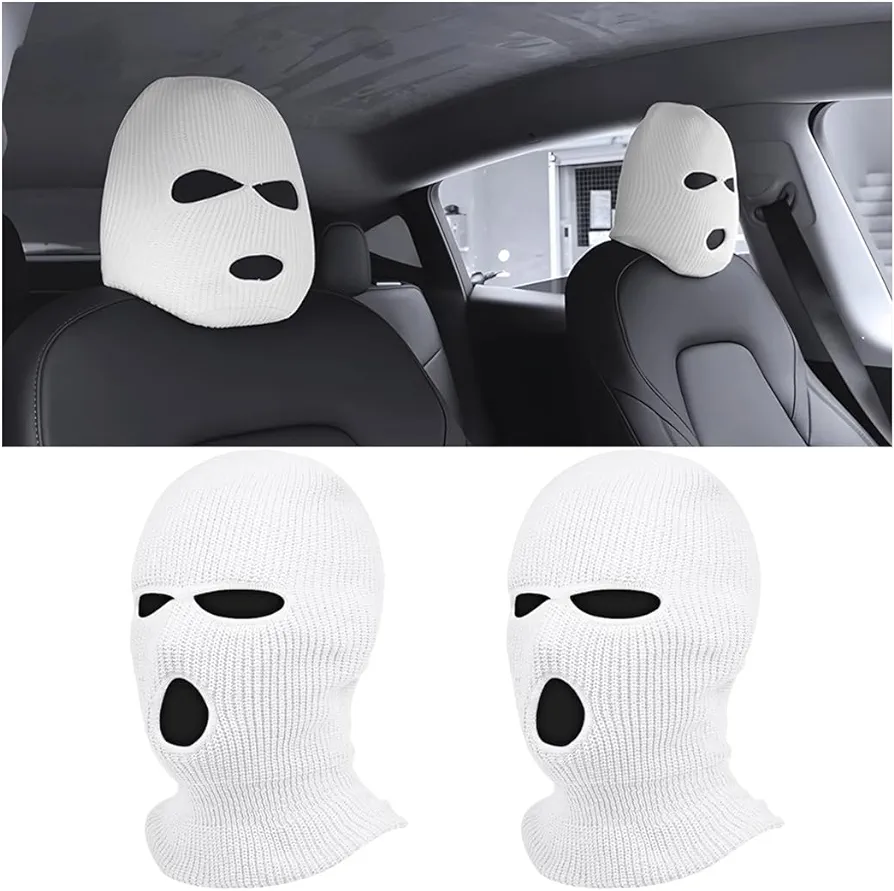 JNNJ 2 Piezas Cubre Reposacabezas Creativo, Fundas Reposacabezas Lavables Automóvil, Funda Reposacabezas Personalizada Transpirable Antipolvo, para Vehículo, Minivan, Automóvil, RV(Blanco)