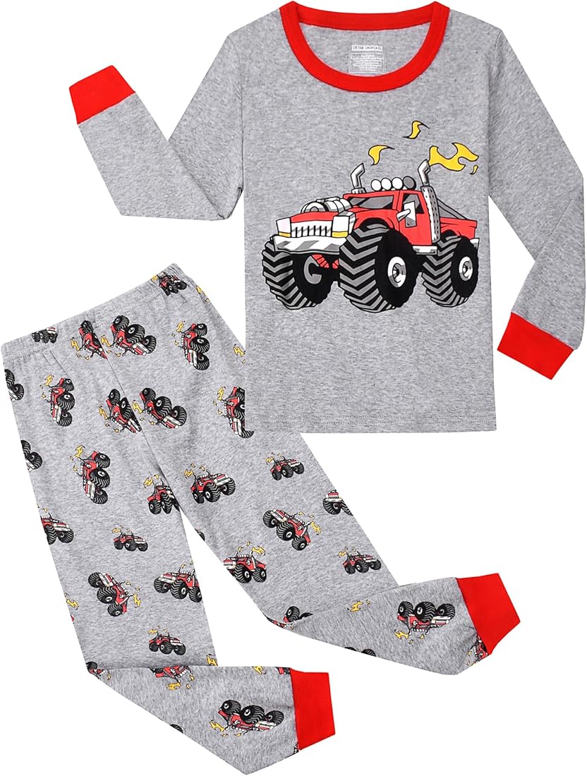 Gumyoss Pijamas para Niño Dinosaurio Manga Larga Algodón Invierno Navidad Ropa de Dormir 3-9 años