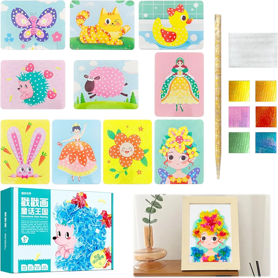 VBXPOU DIY Poke Art Juguetes para Niños Poke Art DIY Juguetes Princesa Rompecabezas 3D Pintura Hecha A Mano Tela Manualidades De Papel Juegos Hechos A Mano Juguetes