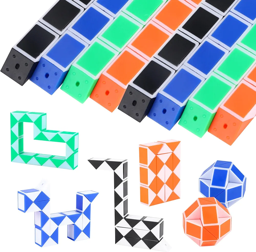 Serpiente MáGica, MáGica con Bloques,3D Magic Snake Cube,Juegos De Rompecabezas,Regalos Colegio Detalles CumpleañOs NiñOs Regalos para 10 Piezas 24 Bloques