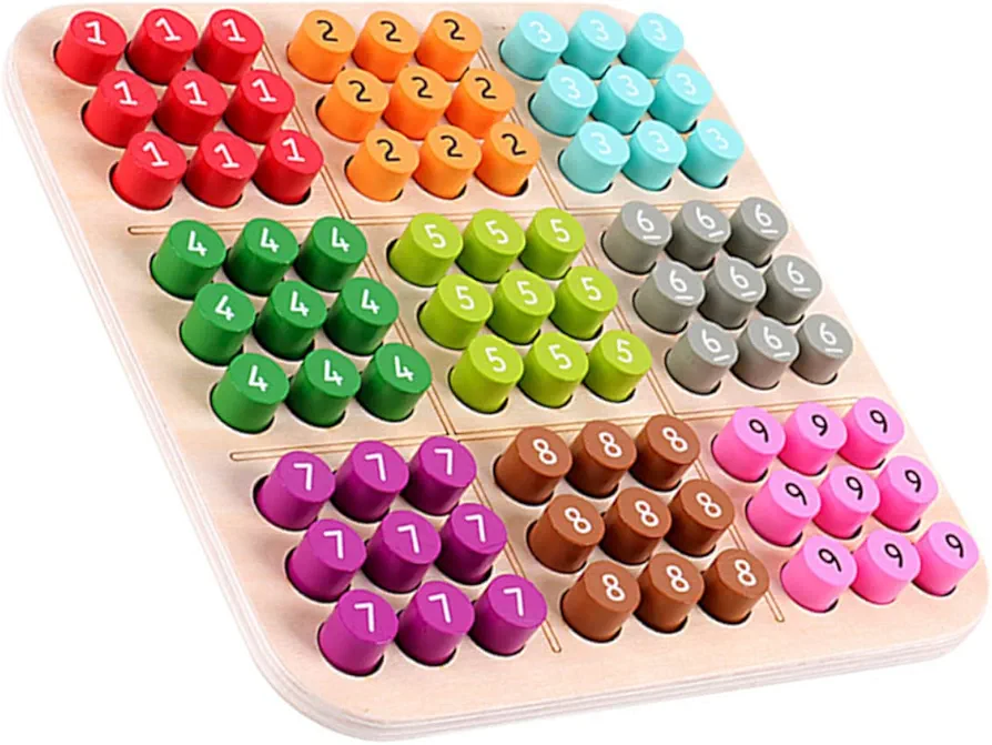 BESTonZON 1 Juego Tablero de Clavijas de Madera Juguetes Madera Juguetes de Madera Juego de Escritorio Educativo Juego de sudokus Juguetes para niños Juguete de Ocio para niños Colorful