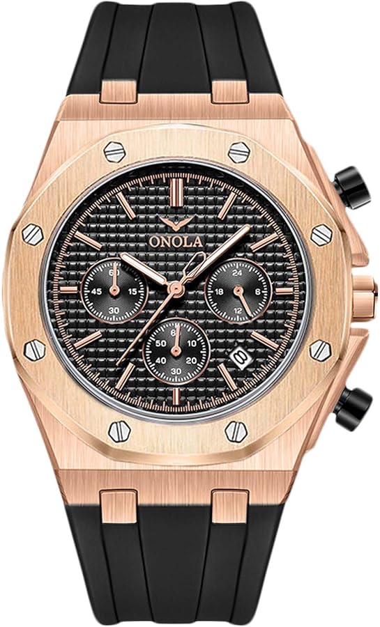 RORIOS Relojes de Pulsera para Hombres Deportivo Analógico Cuarzo Reloj Multifuncional Cronógrafo Reloj Casual Impermeable Reloj Correa de Silicona