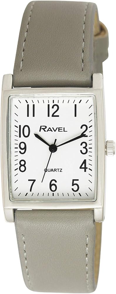 Ravel- Reloj Rectangular Tradicional Unisex con Esfera con números claros