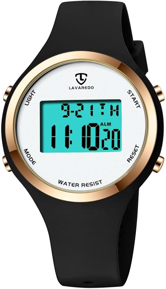 aswan watch Reloj Digital para Mujer con Alarma, Luz LED Night Display, Cronómetro, Calendario, Indicador de Hora 12/24 Horas y Luz Deportiva con Correa de Silicona