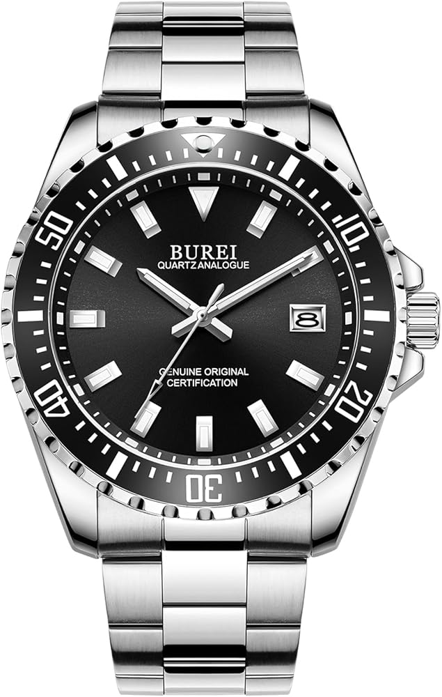 BUREI Reloj para Hombre Reloj De Pulsera De Cuarzo Analógico Hombre De Negocios con Relojes De Calendario
