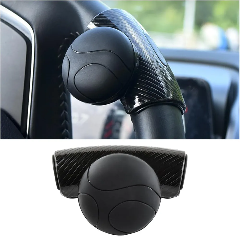 CGEAMDY Perilla de Volante Vehículo, Universal Bola para Volante de Coche, La Perilla para Volante de Automóvil es Adecuada para Volantes de Todoterreno, Camiones, Barcos, SUV y Varios(Negro)