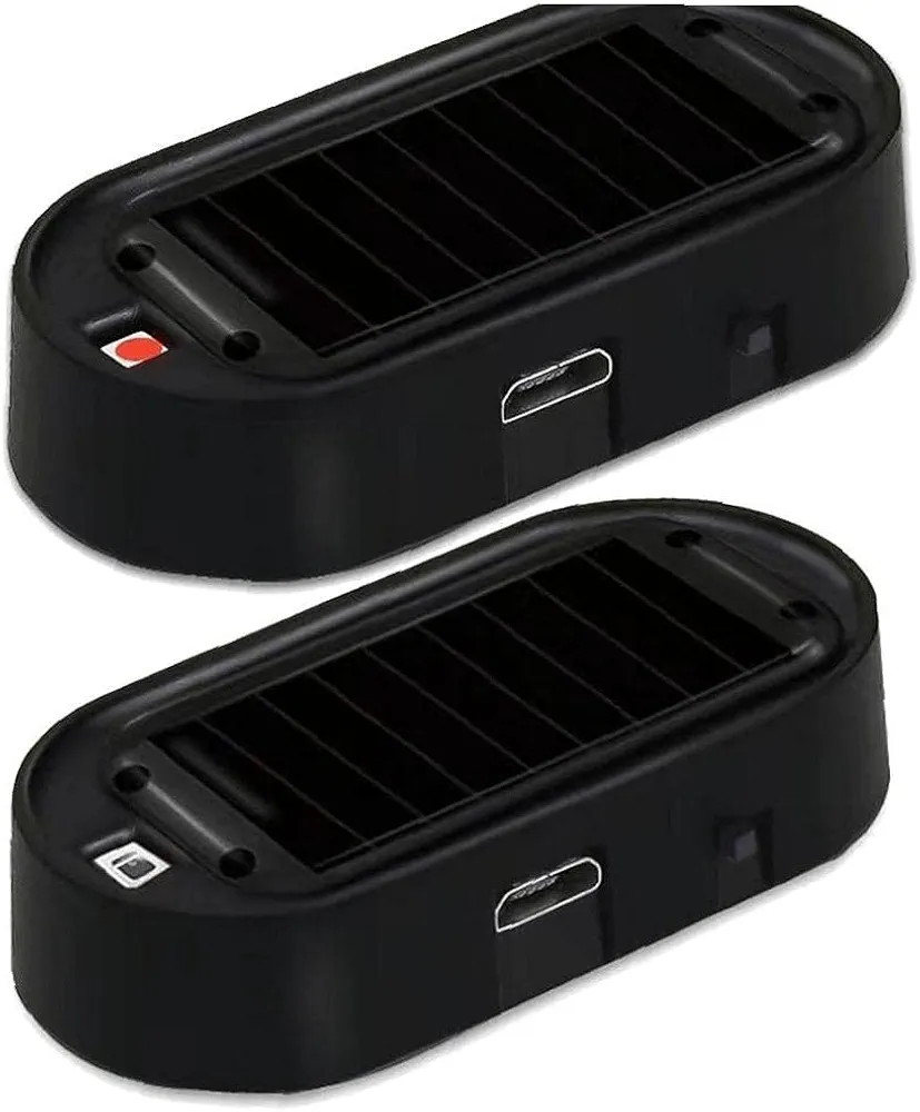 Haowul Alarma Ficticia Simulada De Energía Solar del Automóvil 2pcs Universal Antirrobo USB Cargador Led Seguridad Intermitente Lámpara De Alarma De Luz De Advertencia
