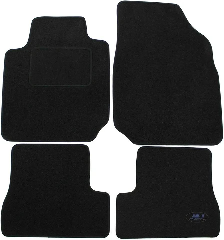 J&J AUTOMOTIVE | Alfombra de Suelo Negro Terciopelo a Medida para Micra K12 2003-2009, Ajuste preciso, Base Antideslizante, Reforzada en la Zona del Pedal