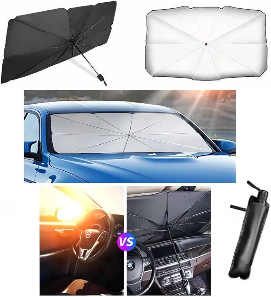Plegable Parasol Coche Paraguas Plegable Parasol para Parabrisas Delantero versión Mejorada Sombrilla para Coche Protección UV El Eje Giratorio Plegable Protege