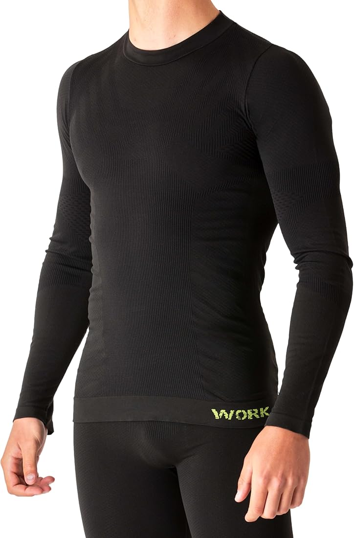 NOLOGO Camiseta Termica Hombre Manga Corta y Sin Manga Work - Camiseta Sin Mangas para Hombre, Ropa Interior Hombre, Camiseta Interior Hombre, Ropa Trabajo Hombre Sin Costuras - Made in Italy