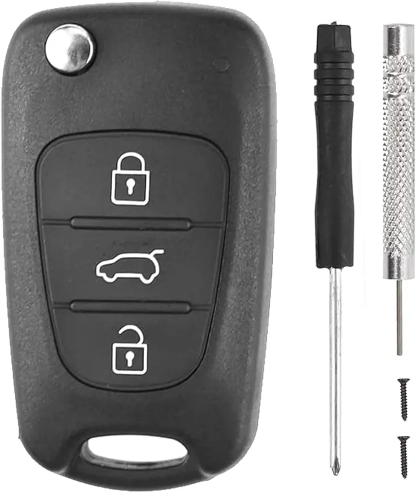Fundas para Llaves de Coche para Hyundai y Kia - Carcasas para Llaves de Coche de 3 Botones compatibles con i10 i20 i30 ix20 ix35 y Ceed Soul Sportage Venga - Fuerte y Duradero (Paquete de 1)