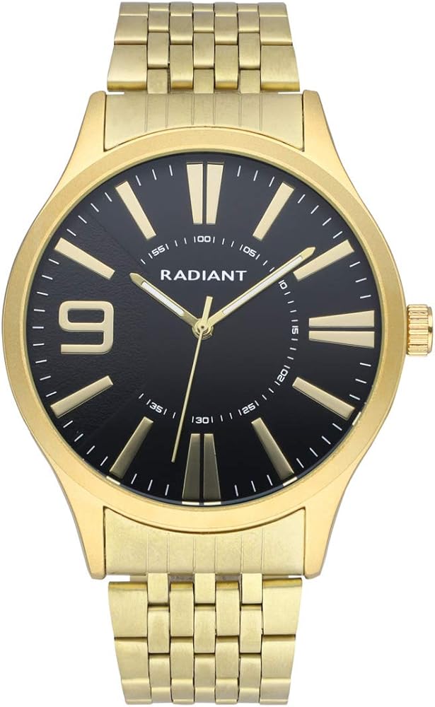 Radiant - Colección Master - Reloj analógico de Cuarzo. Reloj de Pulsera para Hombre. Reloj de Brazalete de Acero en Dorado y una Caja en el Mismo Tono. 5 ATM. 44mm.