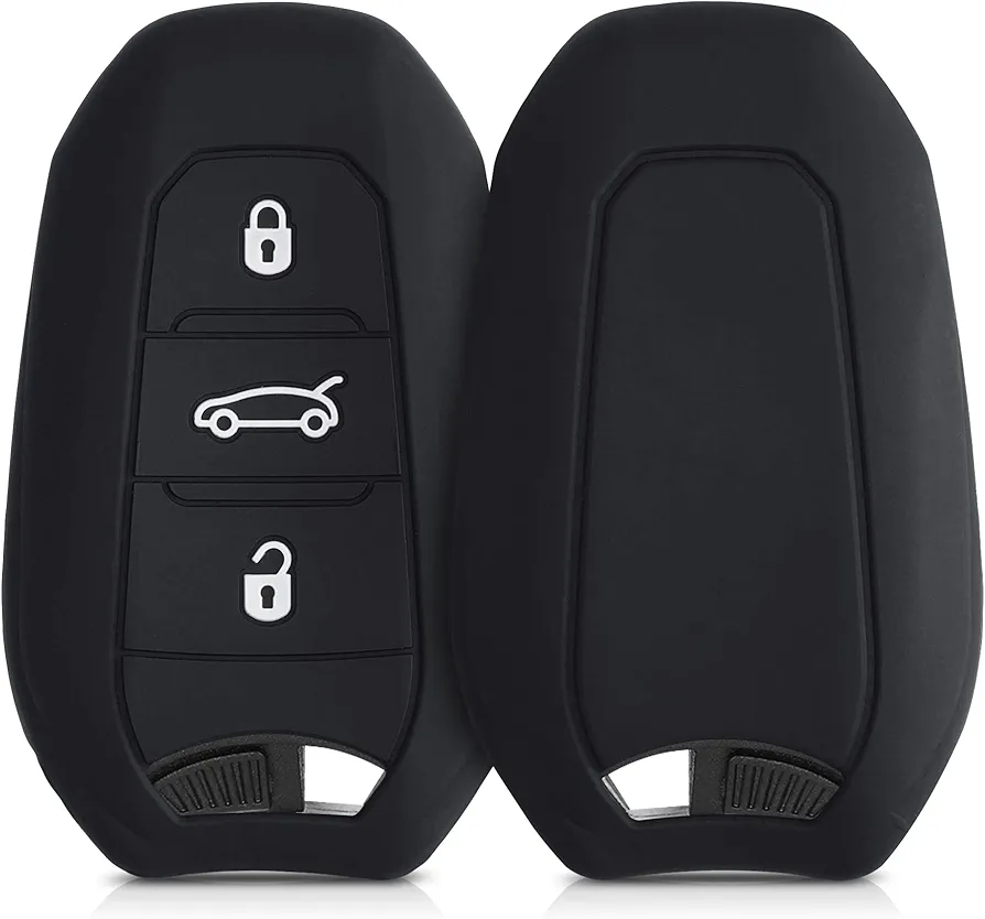 kwmobile Funda Compatible con Peugeot Citroen Llave de Coche Smartkey de 3 Botones (Solo Keyless Go) - Carcasa Protectora de Silicona para Llave de Coche - Case en Negro