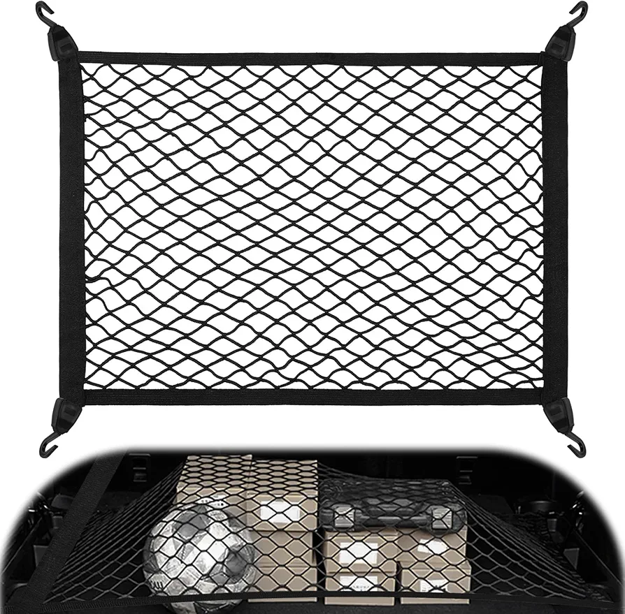 Yimomoyi Red Maletero de Coche, 80×60cm Puede Extender a 160×120cm, Red Elastica con 4 Ganchos, Red para Maletero de Coche, Red para Maletero de Coche para la Mayoría de los Coches